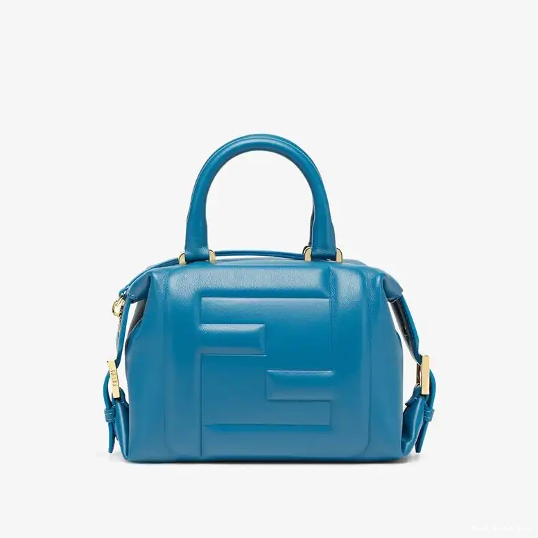 Mini Fendi Bag Cube Leather FF Nappa Blue In 0508